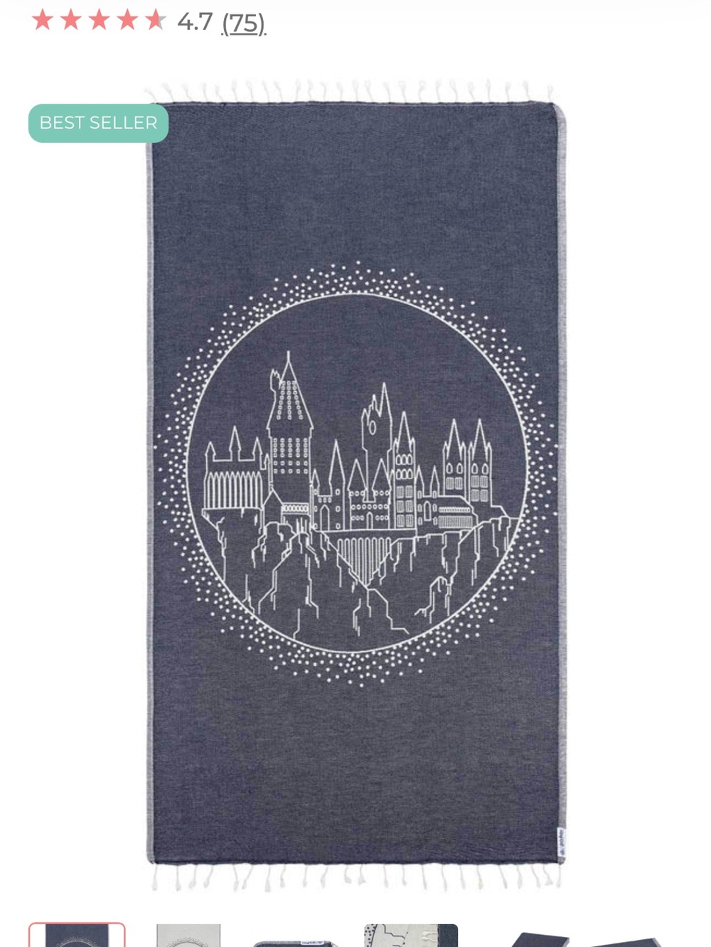 Hogwarts Castle Navy Turkish Cotton Beach & Bath Towel - Sandcloud